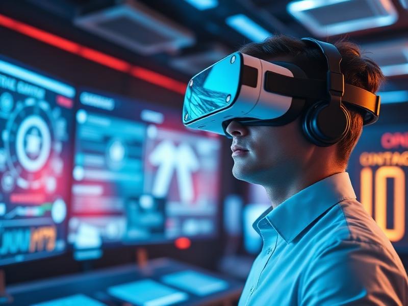 Employee using VR headset for learning